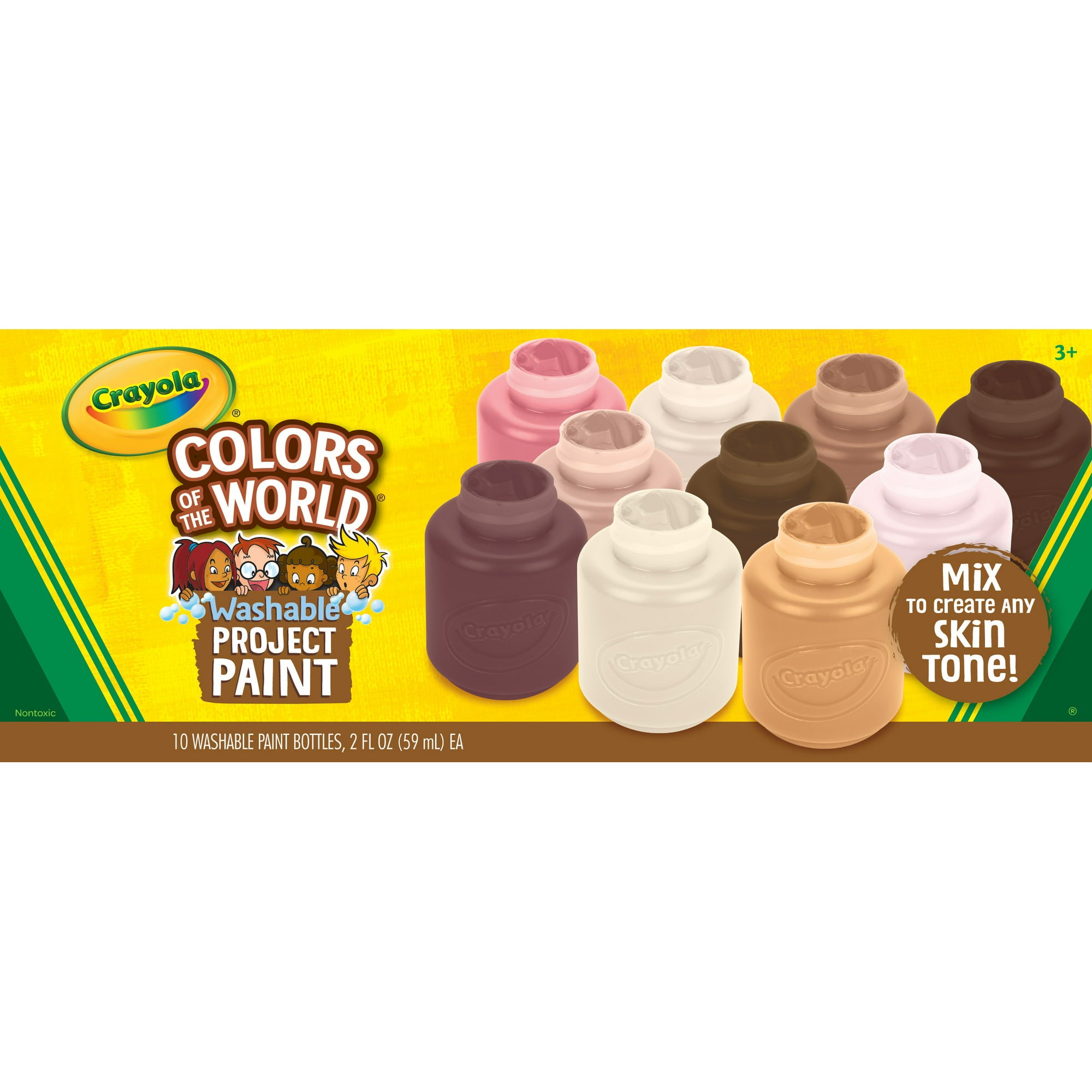 Crayola Colors of The World Washable Paint, 10 Count – Bright Bean