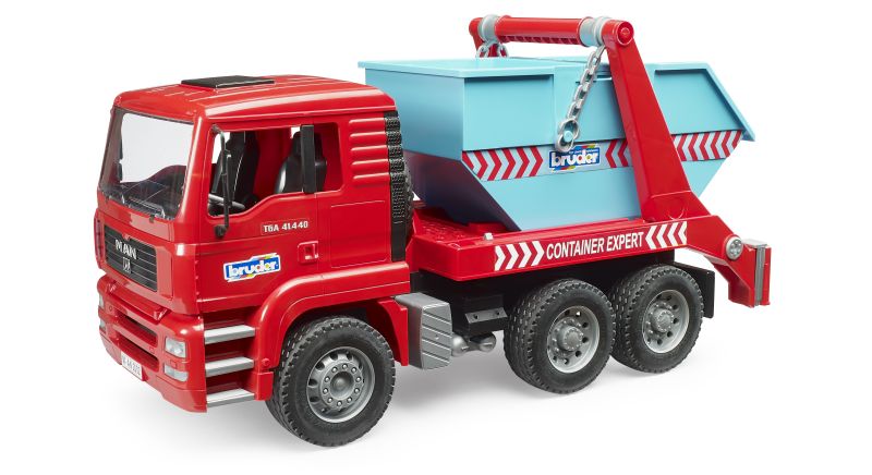 Bruder MAN TGA Skip Container Truck – 1:16 Roll-Off Container Waste Truck (Ages 4+)