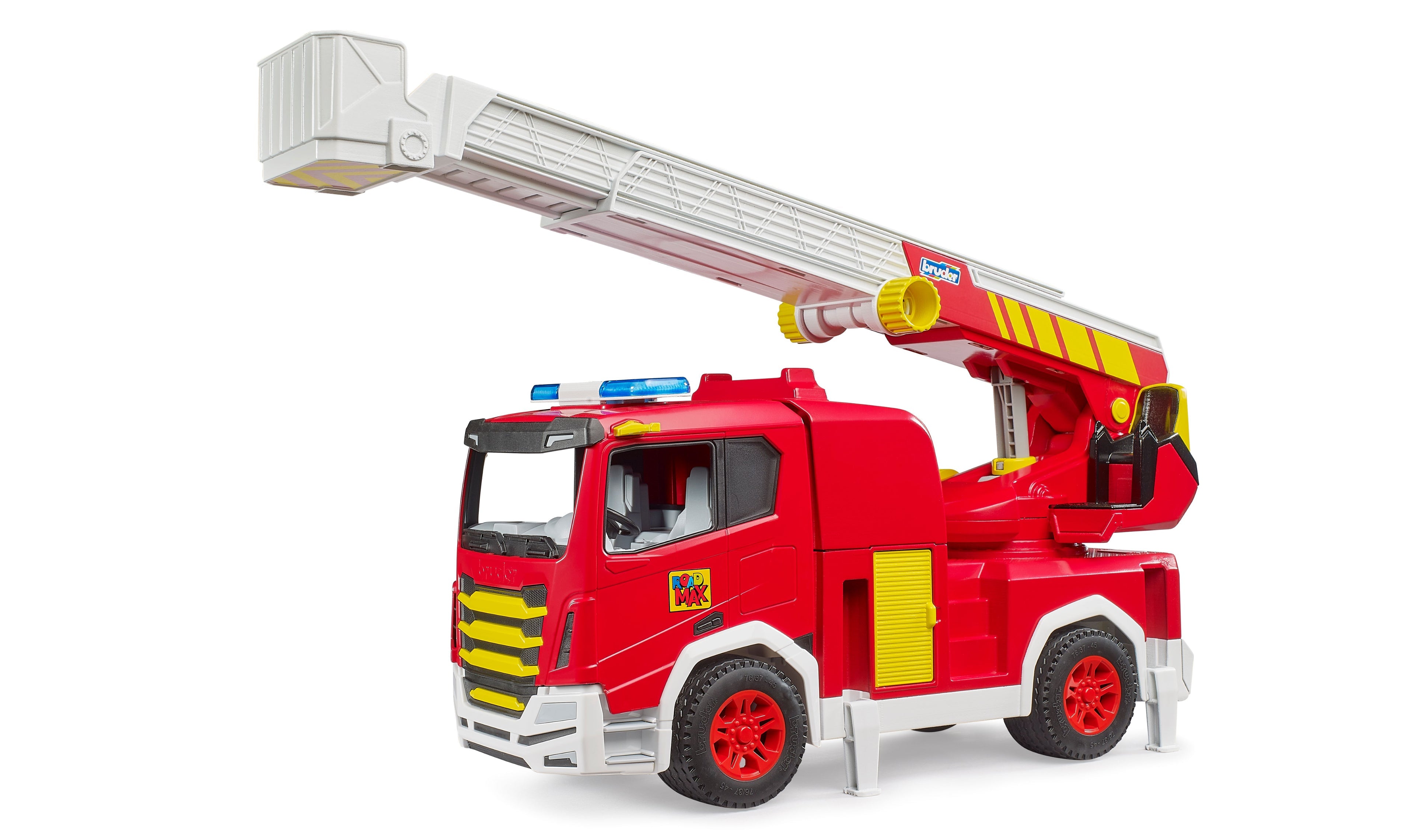 Bruder ROADMAX Fire Engine with Turnable Ladder – Rotating Ladder Fire Truck for Toddlers (Ages 2+)
