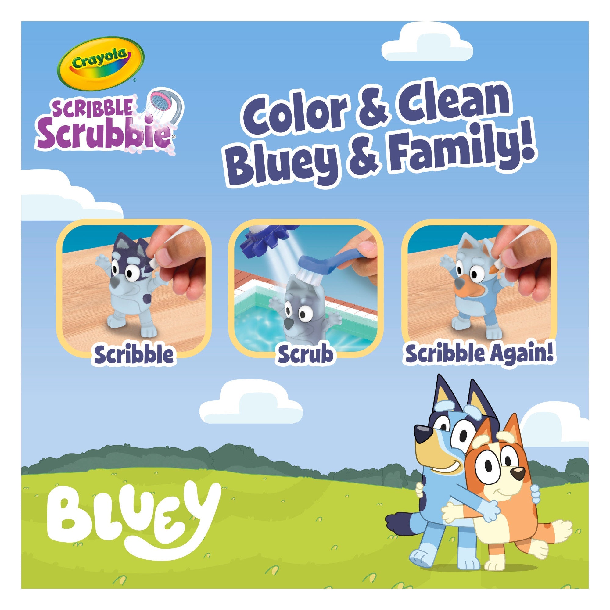 Crayola Bluey Scribble Scrubbie Poolside Playset, 4 Count