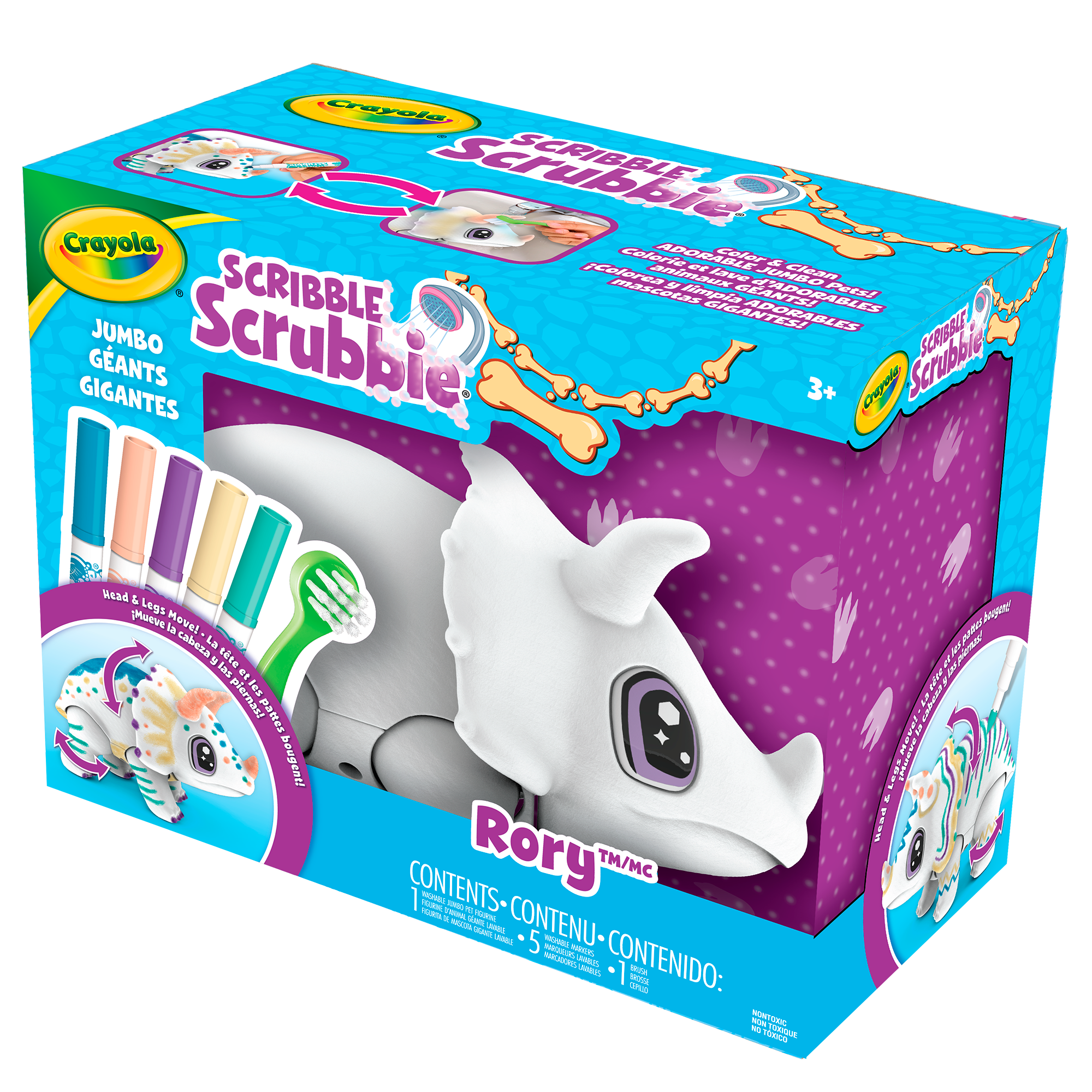 Crayola Scribble Scrubbie Jumbo Dinosaur 'Rory' – Colour & Wash Reusable Kids Toy