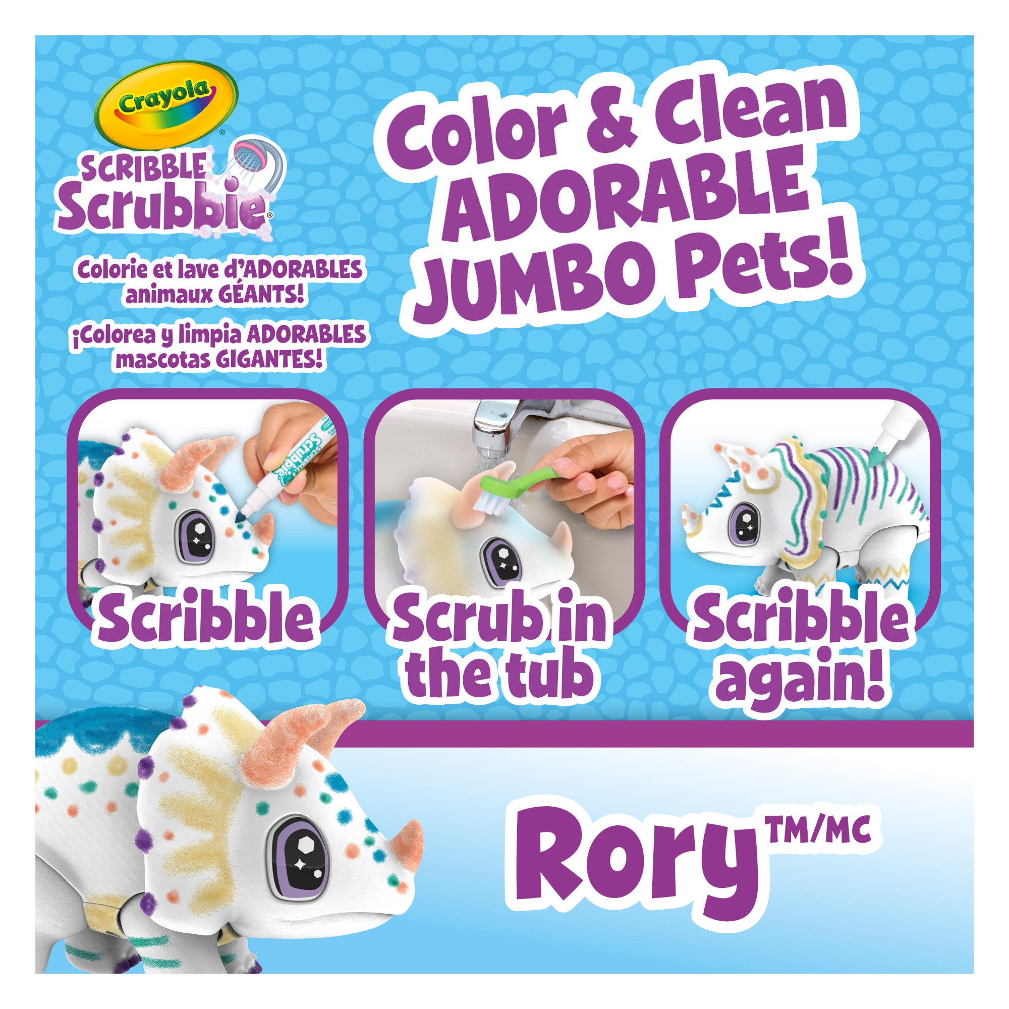 Crayola Scribble Scrubbie Jumbo Dinosaur 'Rory' – Colour & Wash Reusable Kids Toy