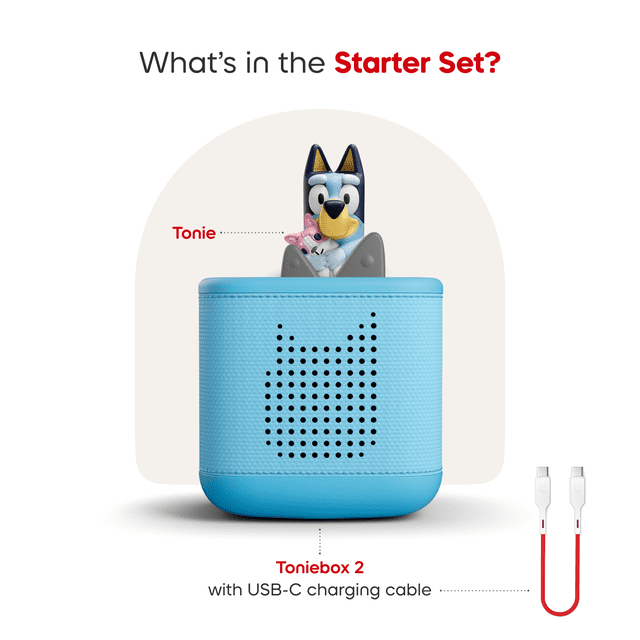 Tonies Toniebox 2 Starter Set Sky Blue Bluey – Screen-Free Audio Player for Kids with Bluey Tonie (Ages 1+)
