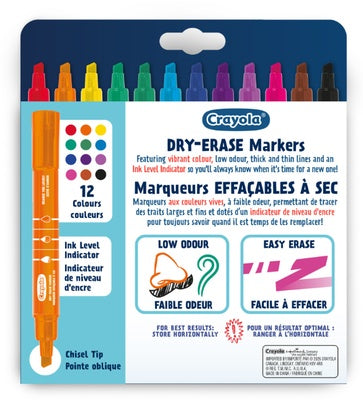 Crayola 12 Count Broad Line Dry Erase Markers – Washable Whiteboard Markers for Kids