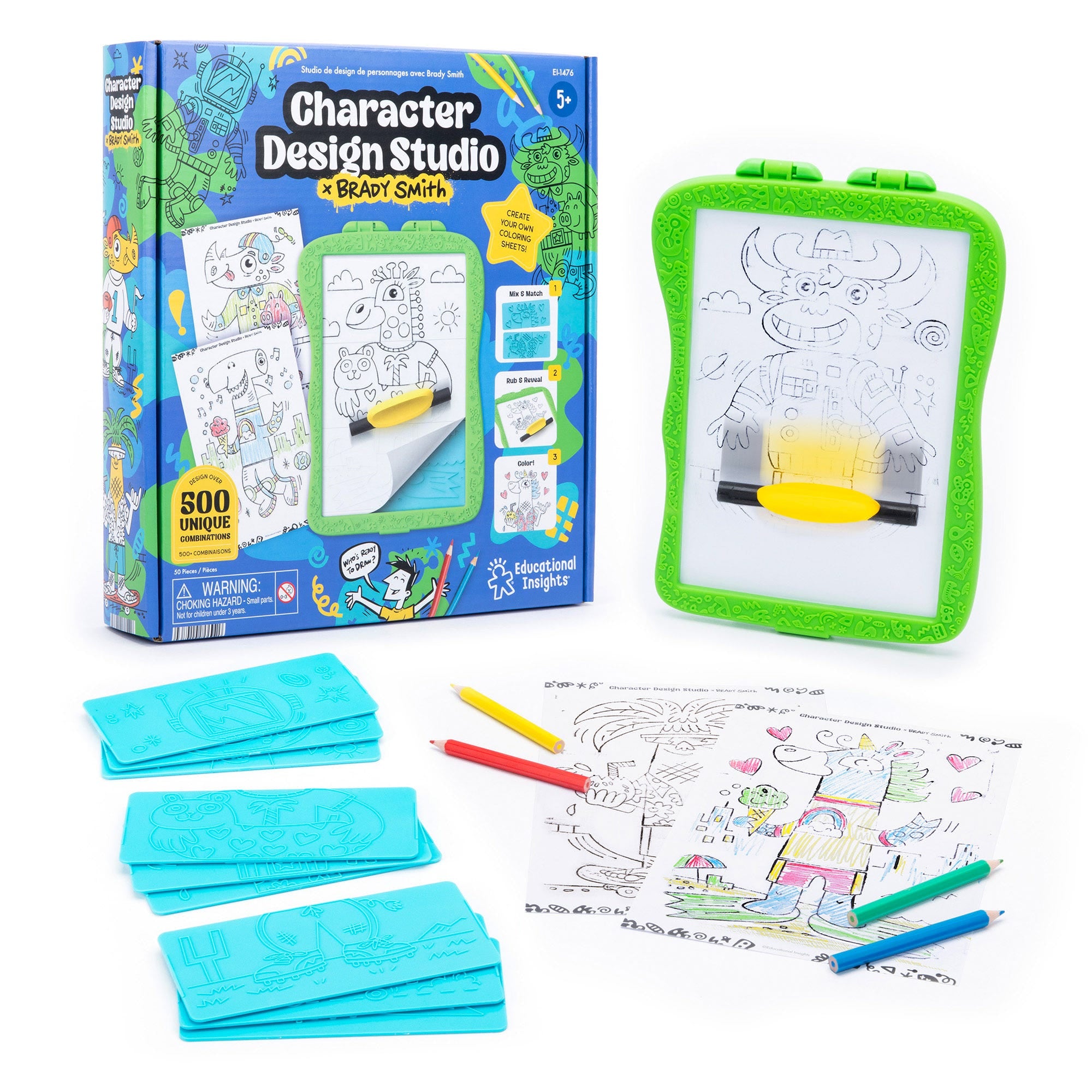 Educational Insights Character Design Studio – Mix-and-Match Rubbing Plate Character Creator (Ages 6+)