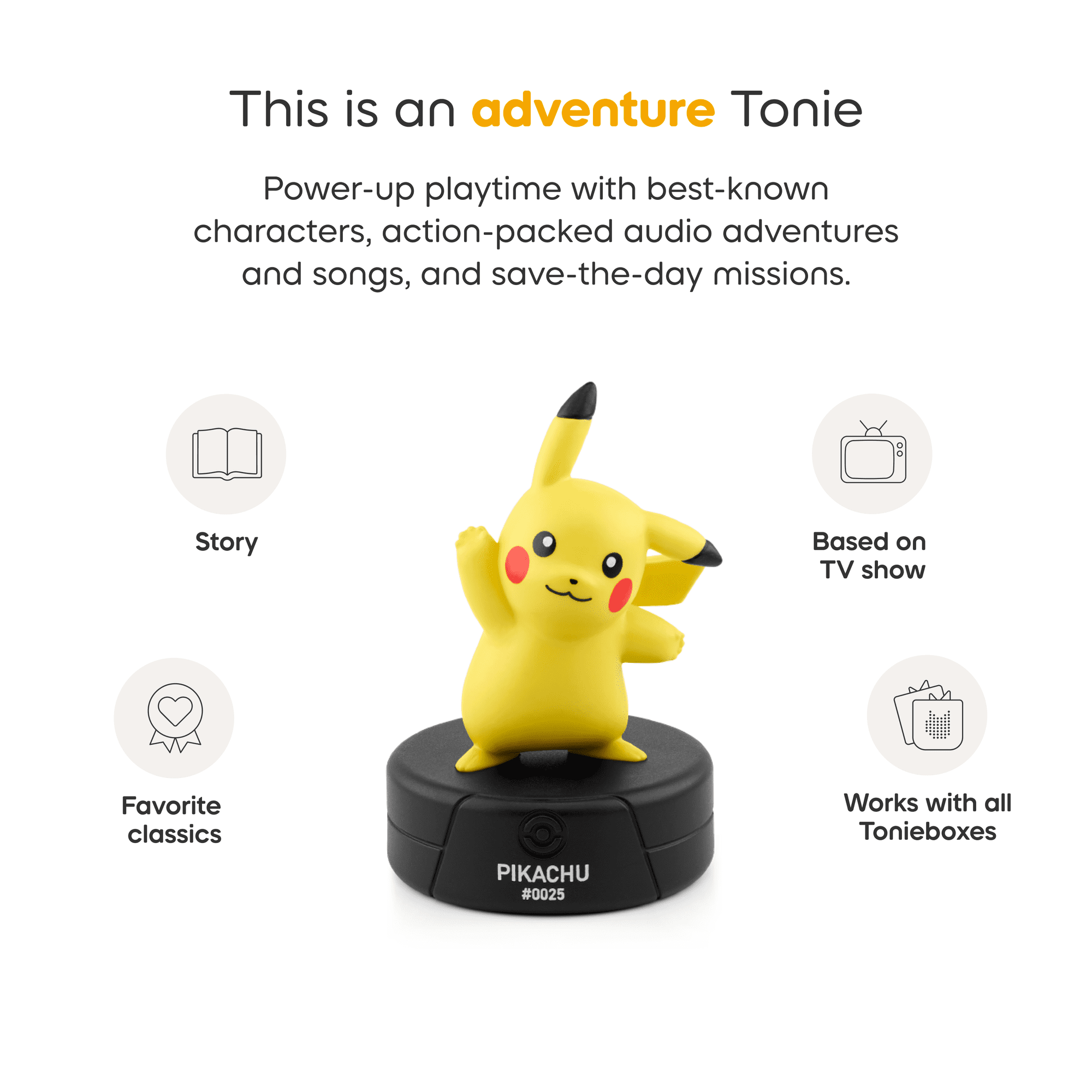 Tonies Toniebox 2 Starter Set Lightning Yellow Pikachu – Screen-Free Audio Player for Kids with Pokémon Pikachu Tonie (Ages 1+)