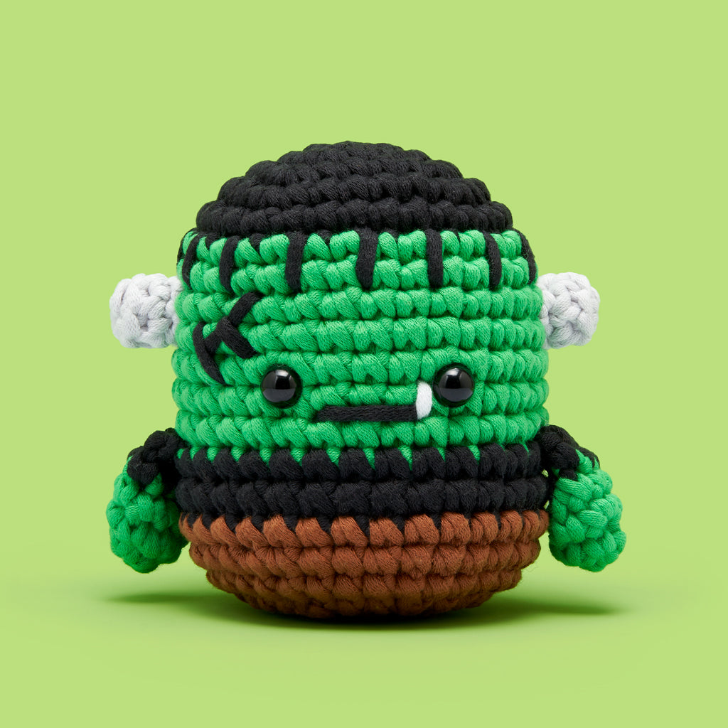 The Woobles Steve the Frankenstein Beginner Crochet Kit | Halloween Amigurumi Kit for Ages 8+