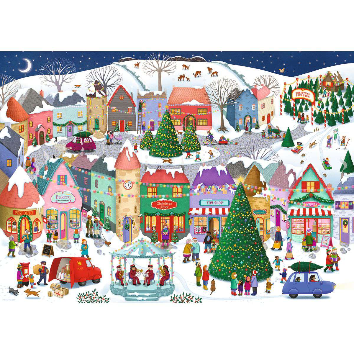Ravensburger Christmas Town 1000-Piece Jigsaw Puzzle – Festive Village Holiday Adult Puzzle (Ages 14+)