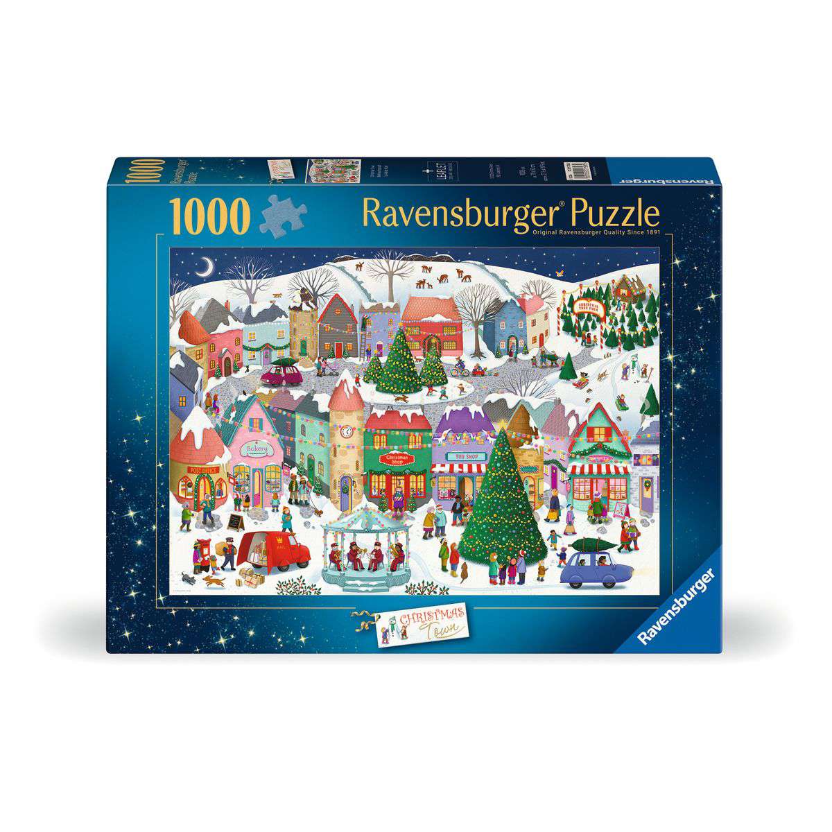 Ravensburger Christmas Town 1000-Piece Jigsaw Puzzle – Festive Village Holiday Adult Puzzle (Ages 14+)