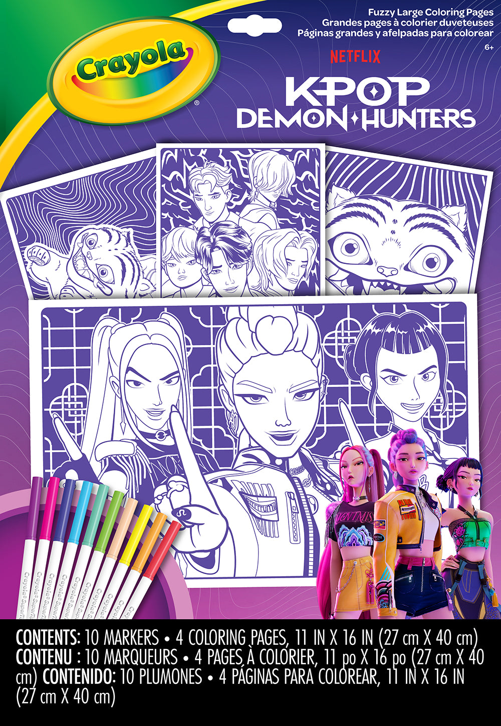 Crayola K-Pop Demon Hunters Fuzzy Poster Large Colouring Pages – Textured Colour-In Posters (Ages 6+)