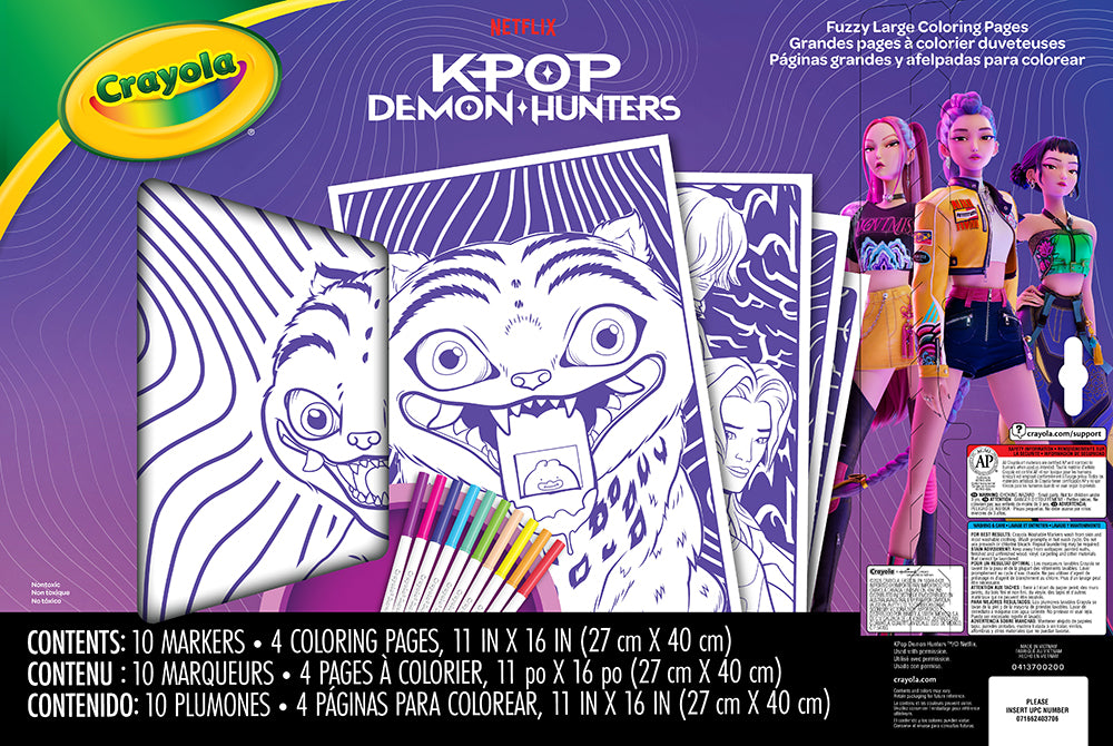 Crayola K-Pop Demon Hunters Fuzzy Poster Large Colouring Pages – Textured Colour-In Posters (Ages 6+)