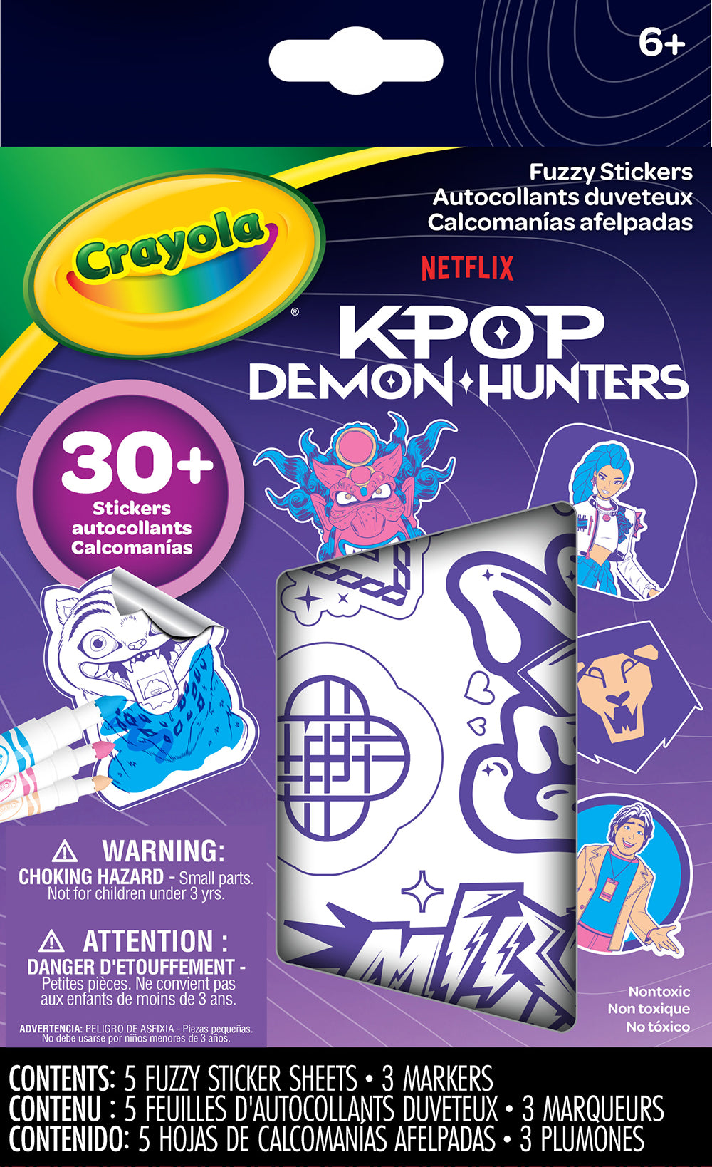 Crayola K-Pop Demon Hunters Fuzzy Stickers – Textured Character Sticker Set (Ages 6+)