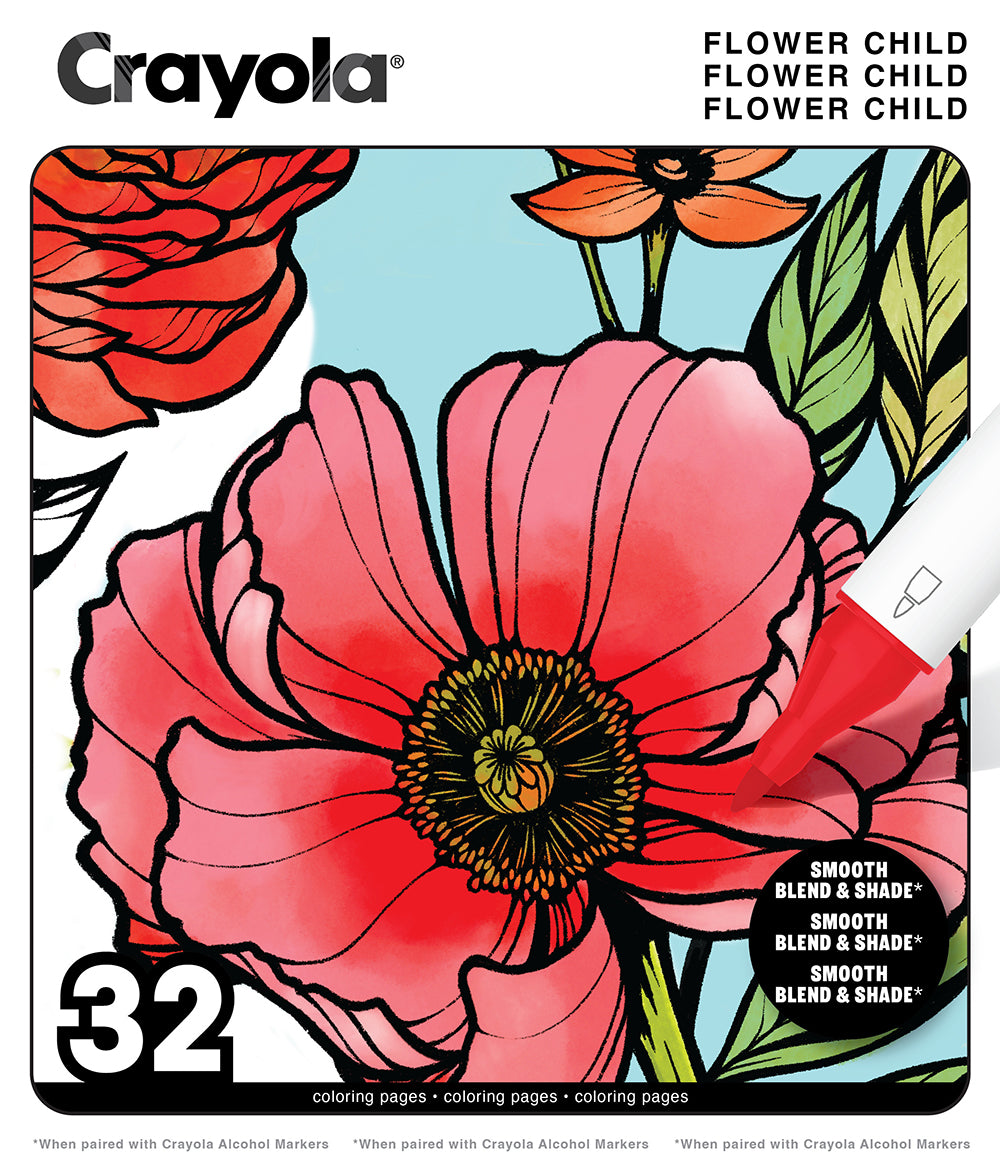 Crayola Aged Up Colouring Book - Flower Child – Adult Colouring Book by Real Artist (Ages 14+)