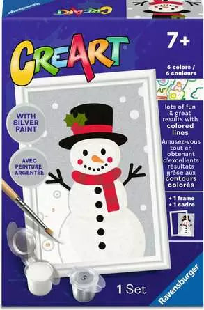 Ravensburger CreArt Kids Snowman – Christmas Paint by Numbers Art Kit (Ages 7+)