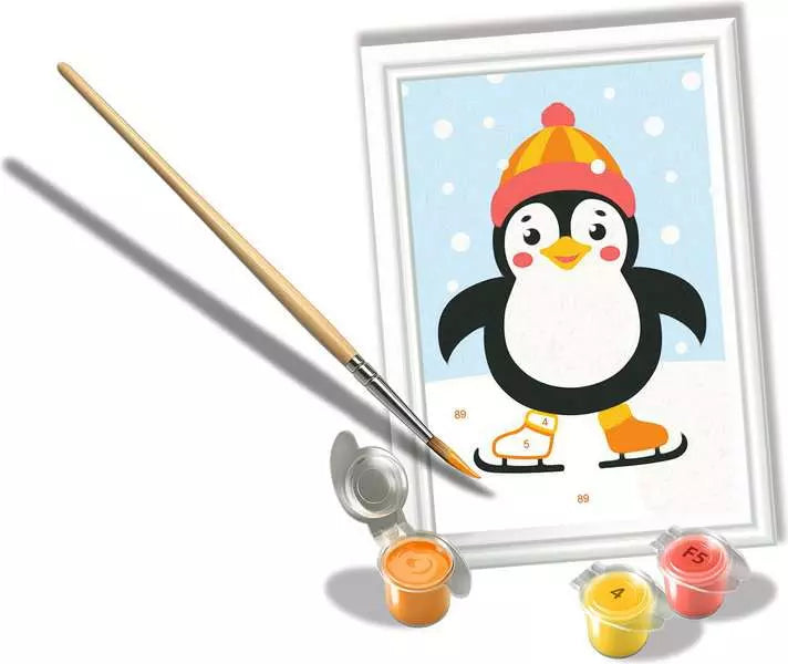 Ravensburger CreArt Kids Penguin in Snow – Winter Paint by Numbers Art Kit (Ages 7+)