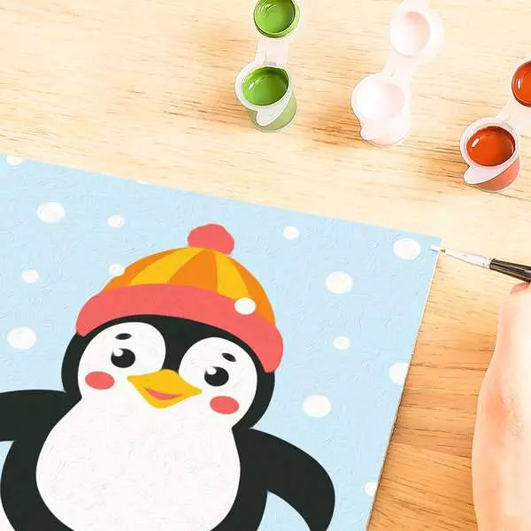 Ravensburger CreArt Kids Penguin in Snow – Winter Paint by Numbers Art Kit (Ages 7+)