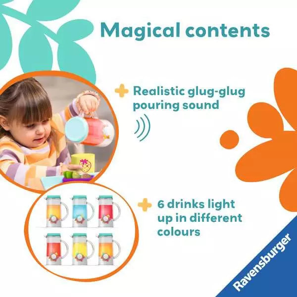Ravensburger Play+ Fresh Drinks Pretend Play Set – Kids Tea & Juice Café Set (Ages 2+)