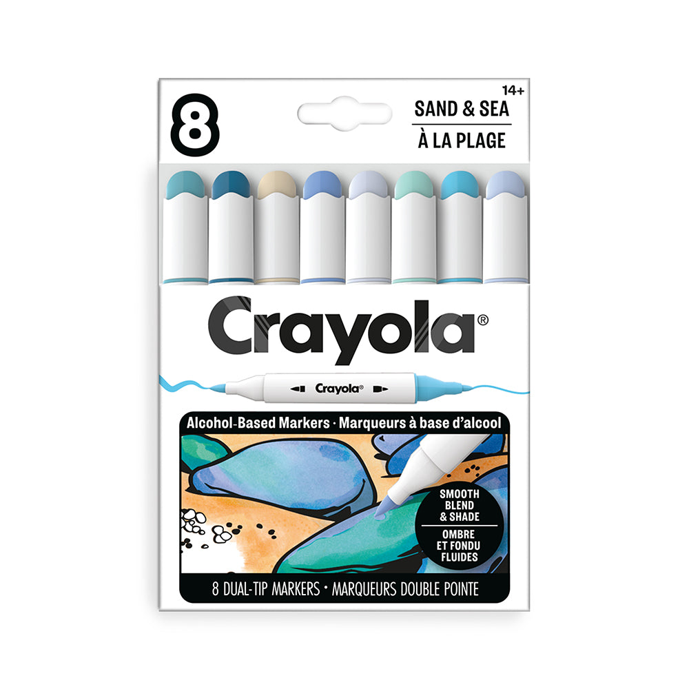 Crayola All Grown Up 8-Count Alcohol Markers Sand & Sea – Curated Palette Art Markers for Adults (Ages 14+)