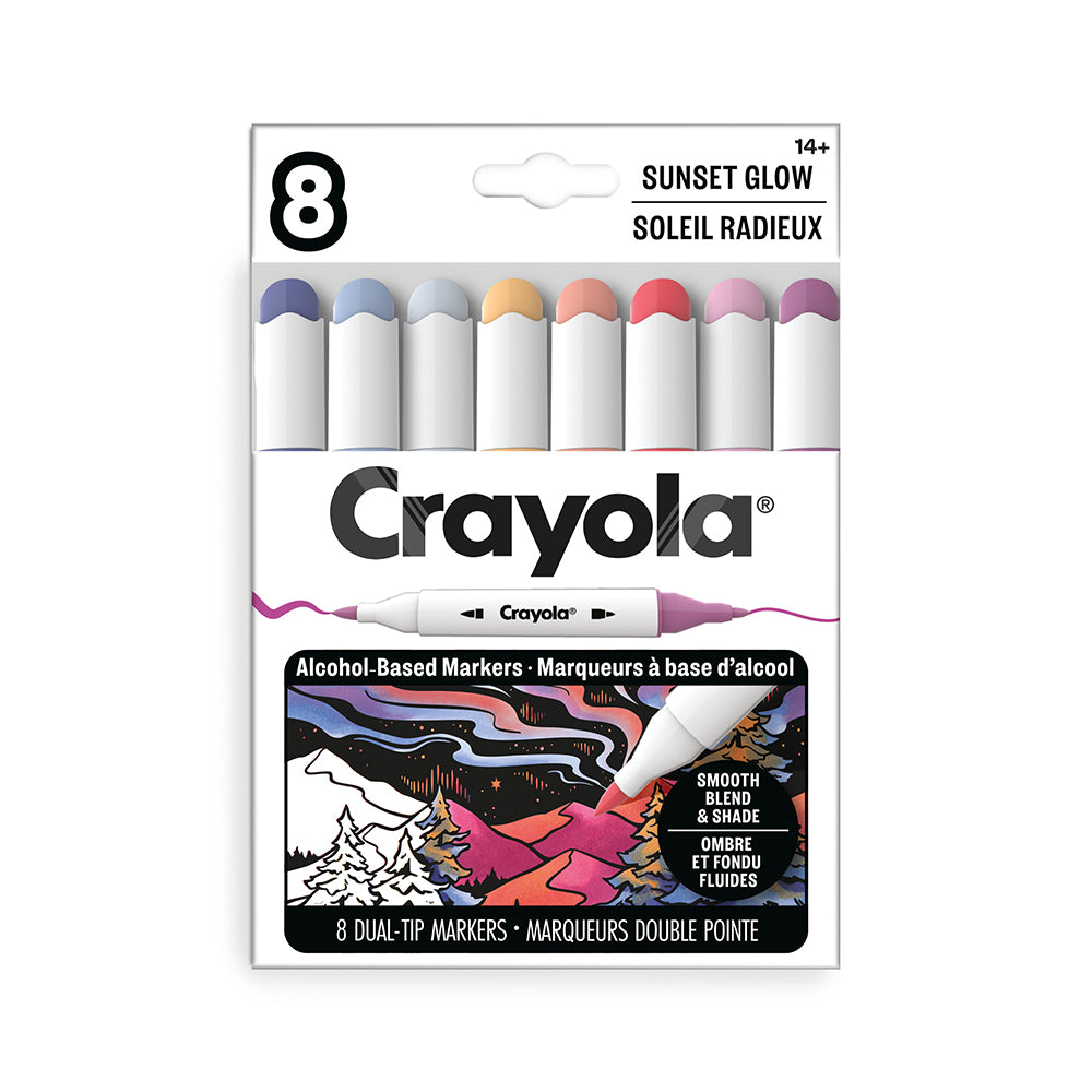 Crayola All Grown Up 8-Count Alcohol Markers Sunset – Curated Palette Art Markers for Adults (Ages 14+)