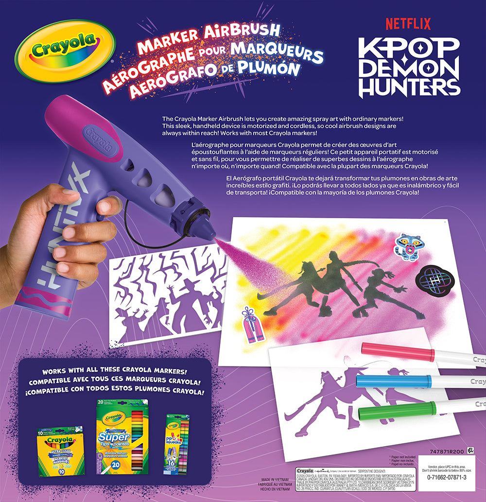 Crayola K-Pop Demon Hunters Marker Airbrush – Spray Art Tool for Custom KDH Art (Ages 6+)