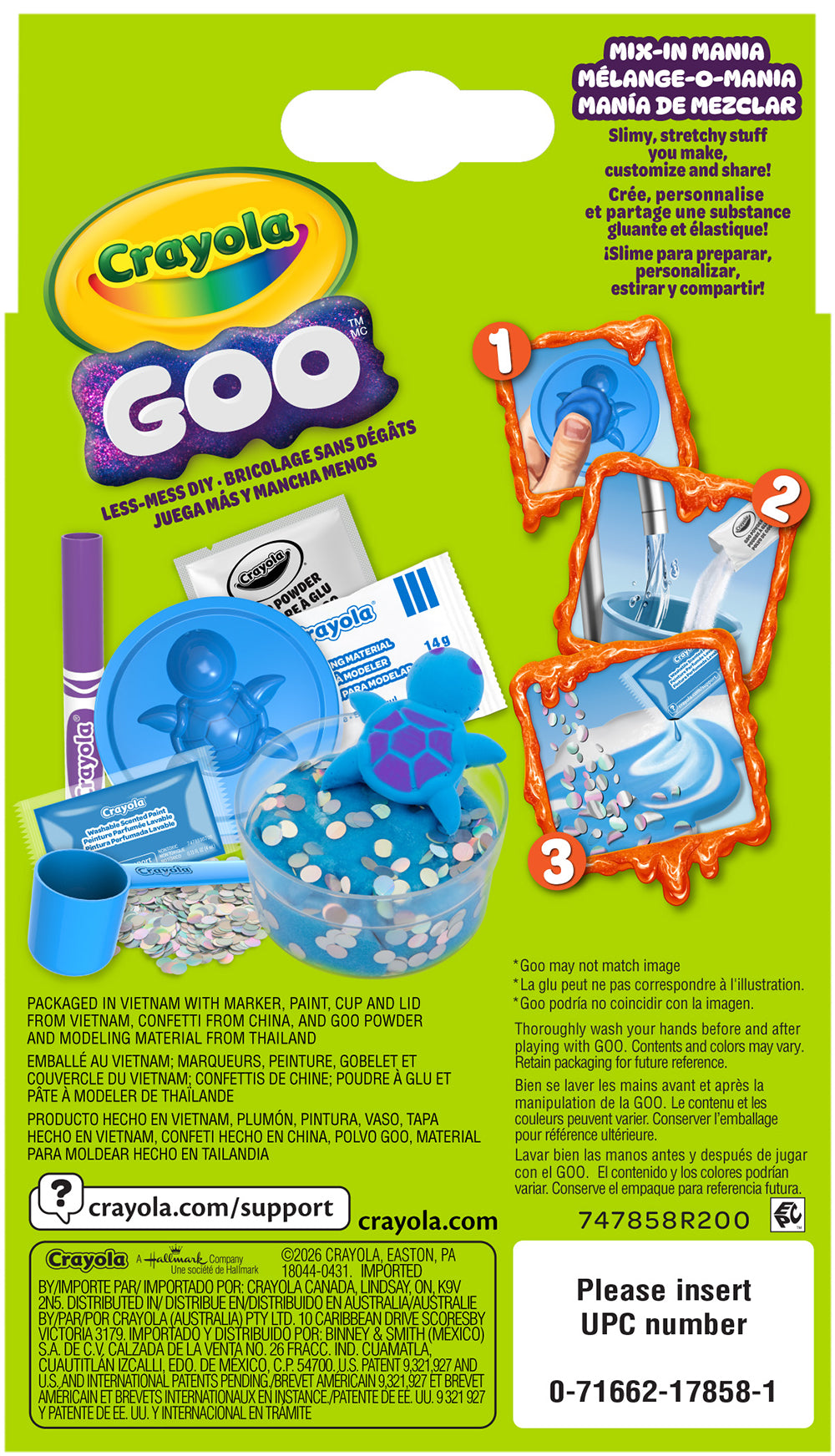 Crayola Goo Mix-in Mania Turtle – DIY Slime Mix-In Expansion Pack (Ages 6+)