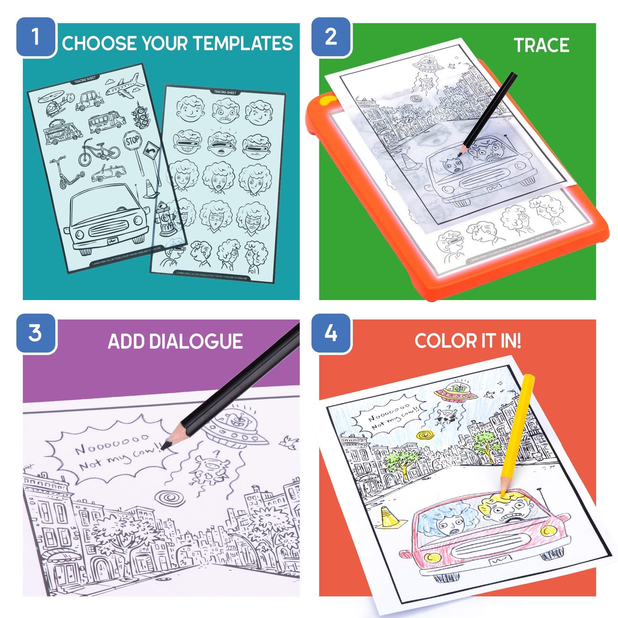 Educational Insights Graphic Novel Kit – Light Board Tracing Studio for Comics & Graphic Novels with Brady Smith (Ages 6+)