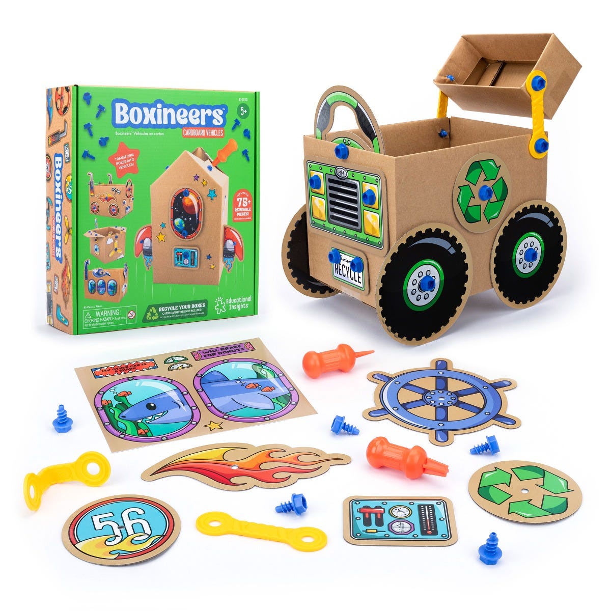 Educational Insights Boxineers Cardboard Vehicles Kit – STEM Upcycling Craft Set (Ages 5+)