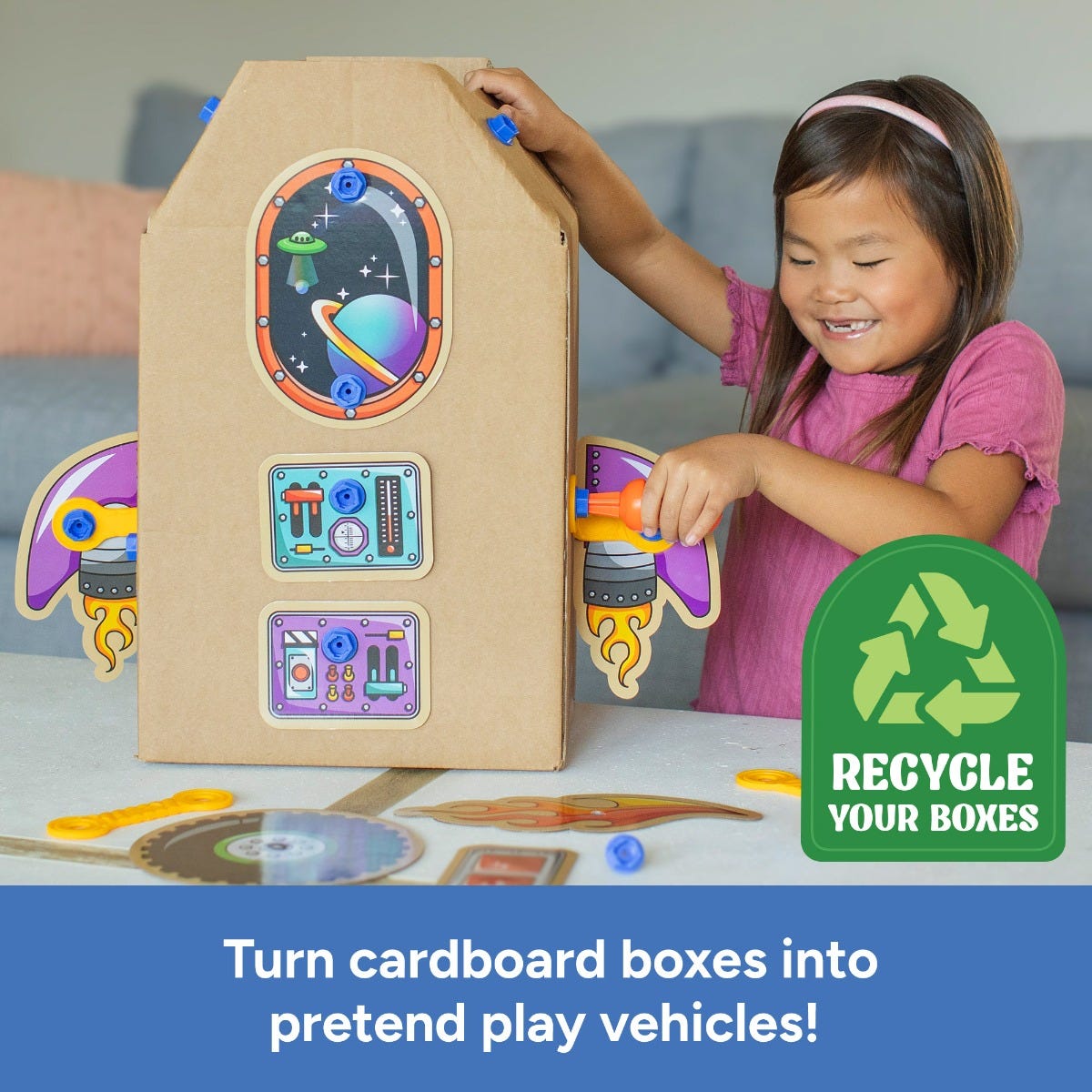 Educational Insights Boxineers Cardboard Vehicles Kit – STEM Upcycling Craft Set (Ages 5+)