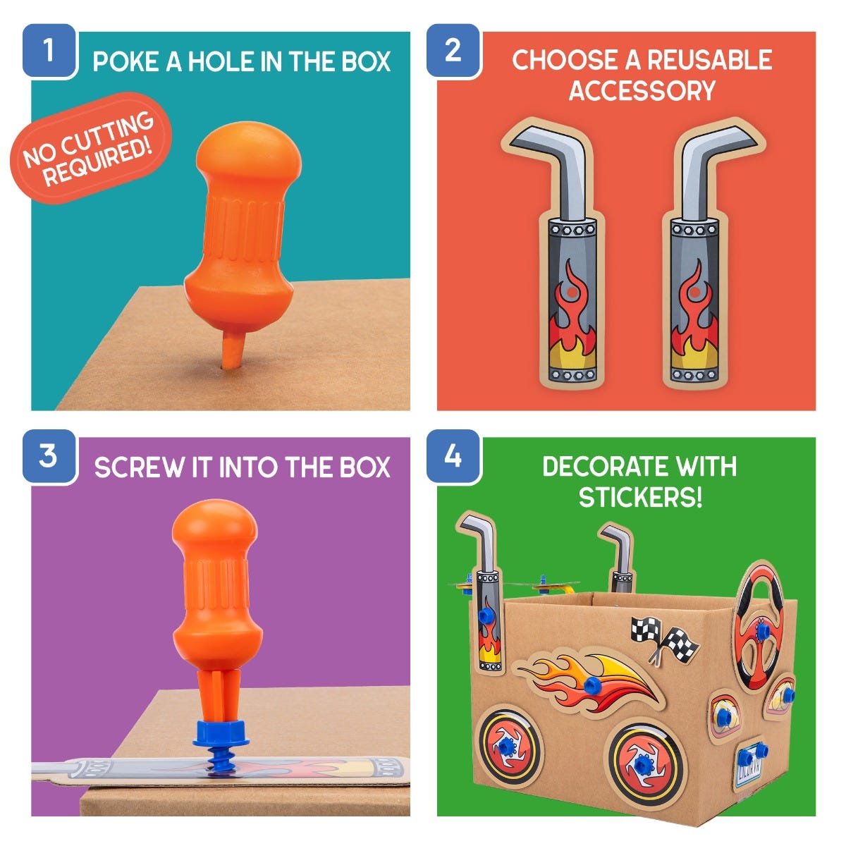 Educational Insights Boxineers Cardboard Vehicles Kit – STEM Upcycling Craft Set (Ages 5+)