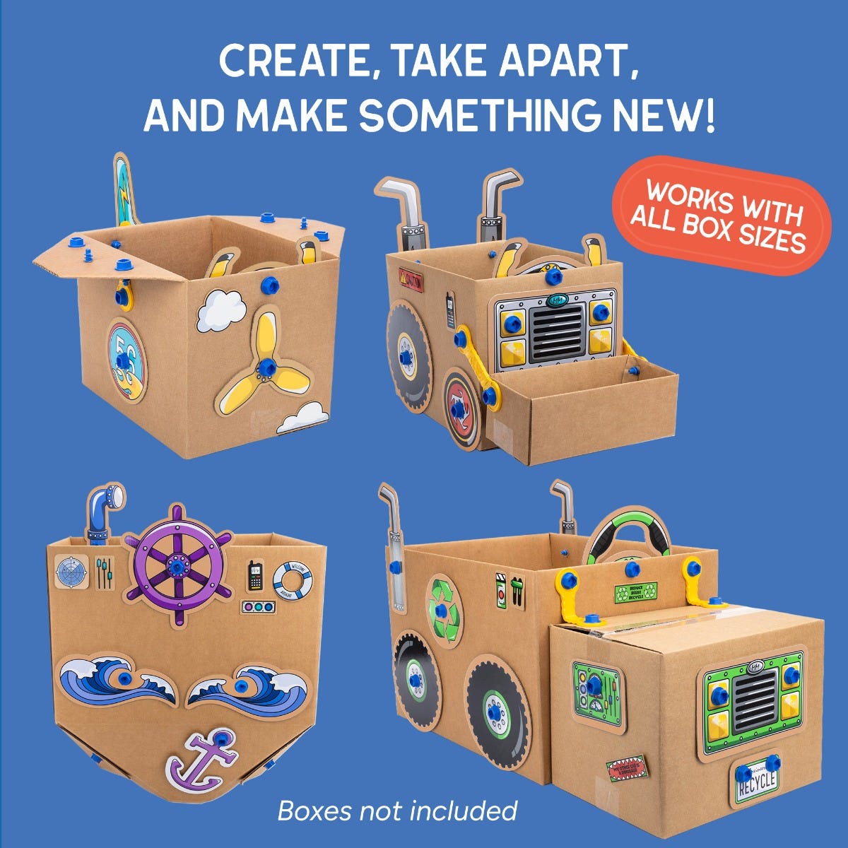 Educational Insights Boxineers Cardboard Vehicles Kit – STEM Upcycling Craft Set (Ages 5+)