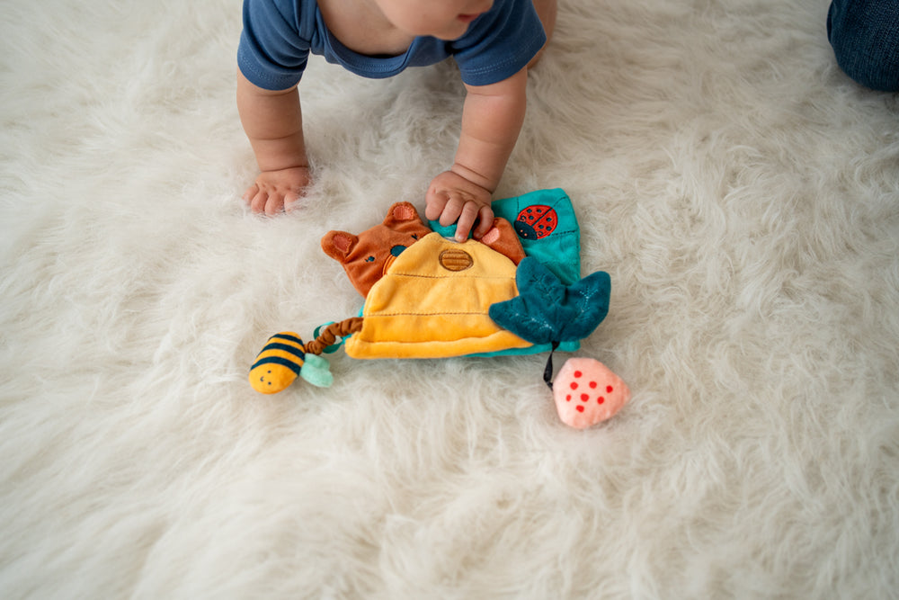 Manhattan Toy Happy Hive Soft Sensory Book – Crinkle & Texture Activity Book for Babies
