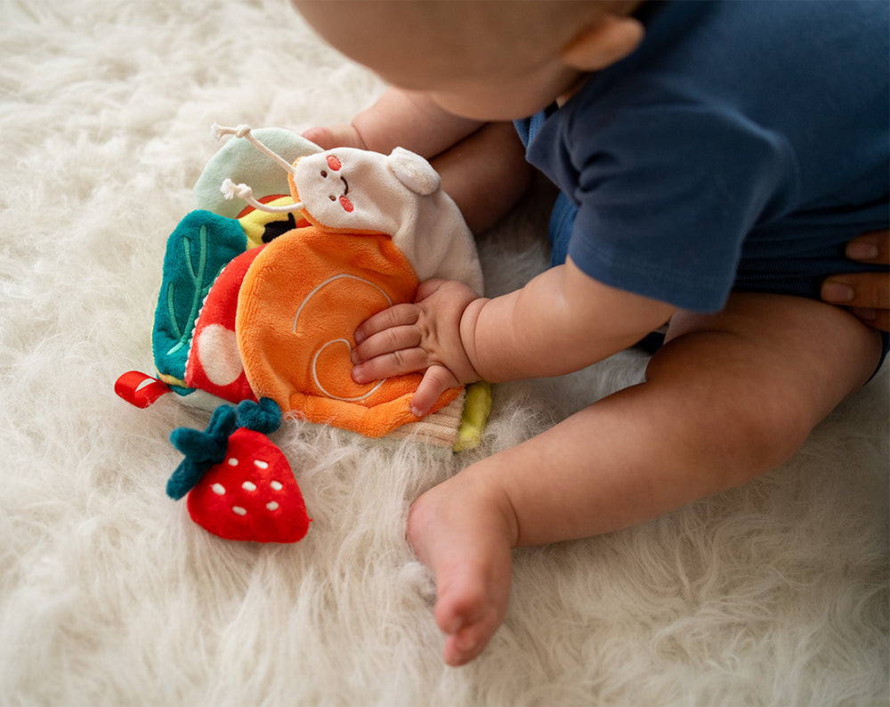 Manhattan Toy Silly Snail Soft Sensory Book – Crinkle & Texture Activity Book for Babies