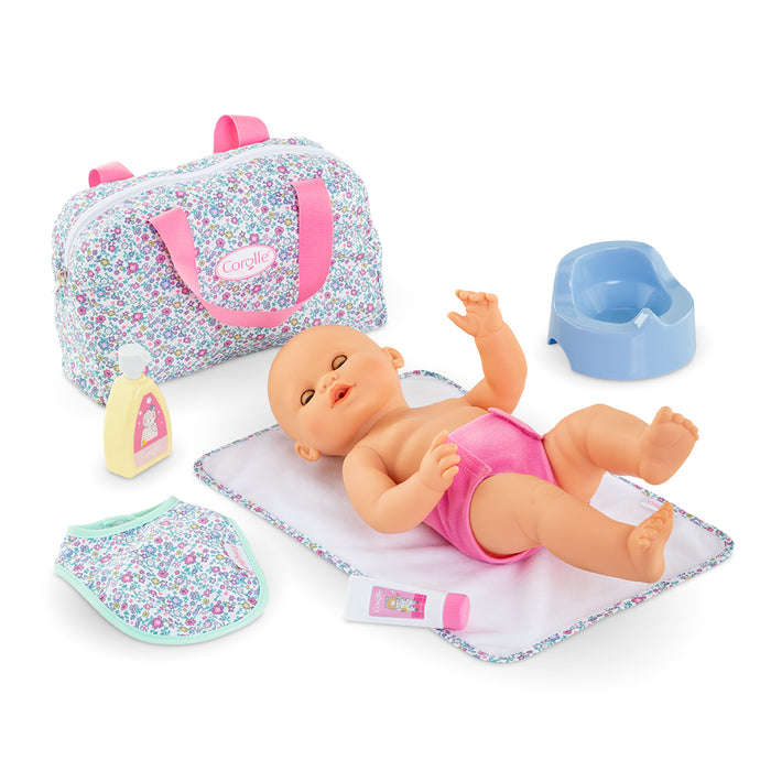 Corolle Changing Bag & Accessories Flowered (12" / 14" / 17" Baby Doll)