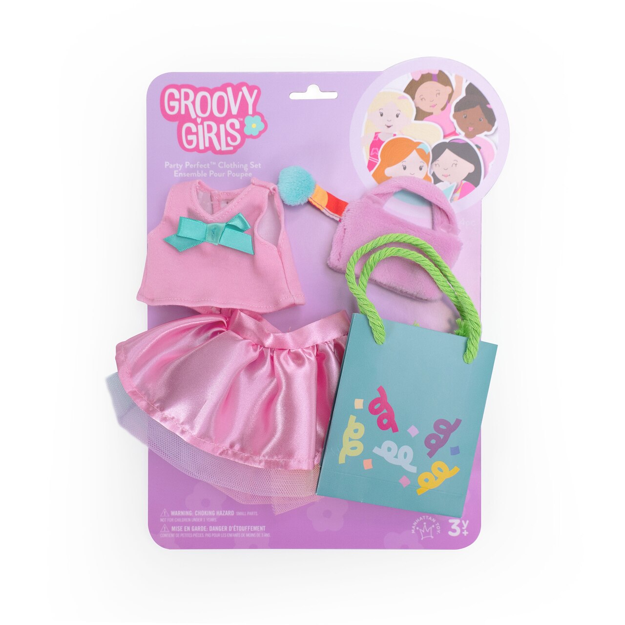 Manhattan Toy Groovy Girls Party Perfect Doll Outfit – 3-Piece Floral Overalls Party Outfit for 13" Groovy Girls Dolls (Ages 3+)