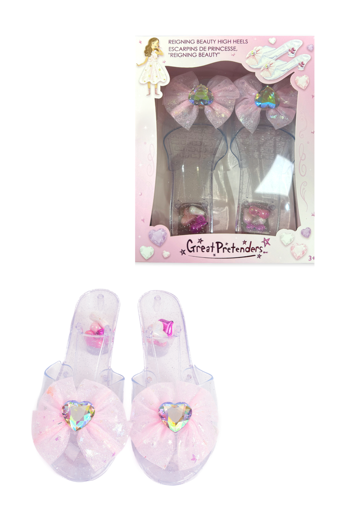 Great Pretenders Reigning Beauty Pink Dress-Up High Heels – Kids Royalty Play Heels (Ages 3+)