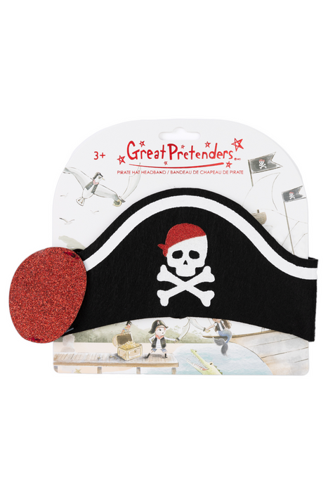 Great Pretenders Pirate Hat Headband & Eyepatch, 2pcs