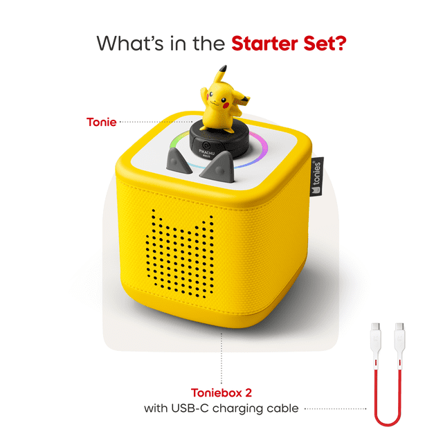 Tonies Toniebox 2 Starter Set Lightning Yellow Pikachu – Screen-Free Audio Player for Kids with Pokémon Pikachu Tonie (Ages 1+)