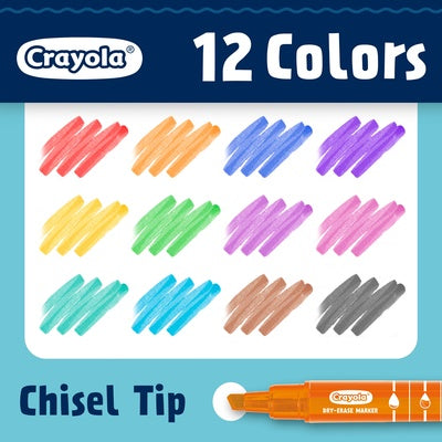 Crayola 12 Count Broad Line Dry Erase Markers – Washable Whiteboard Markers for Kids