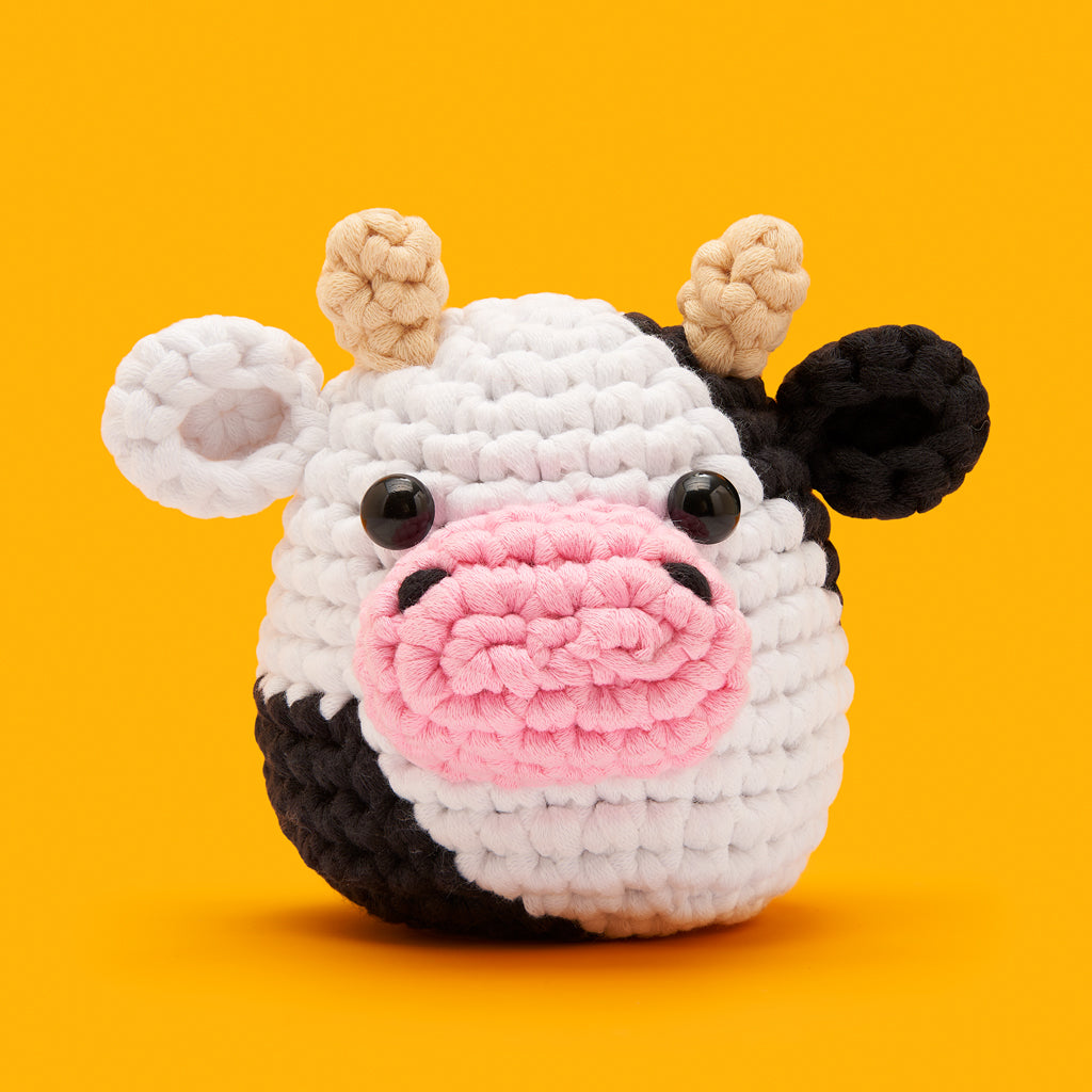 The Woobles Lavender the Cow Beginner Crochet Kit | Easy Amigurumi Cow for Ages 8+