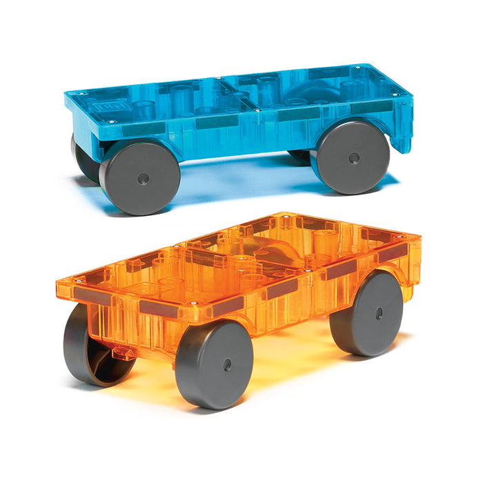 MAGNA-TILES Cars 2 Piece Expansion Set: Blue & Orange