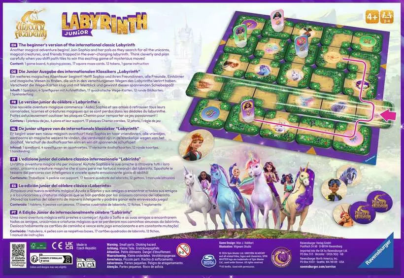 Ravensburger Labyrinth Jr. Unicorn Academy – Kids Sliding Maze Board Game (Ages 4+)