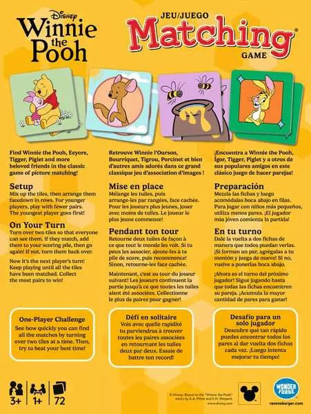 Ravensburger Winnie the Pooh Matching Game – Classic Disney Kids Card Game (Ages 3+)