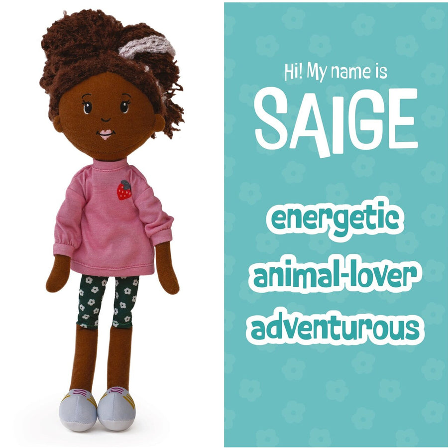 Manhattan Toy Groovy Girls Saige Soft Doll – 13" Posable Fashion Doll with Stylable Black Hair & Magnetic Hands (Ages 3+)