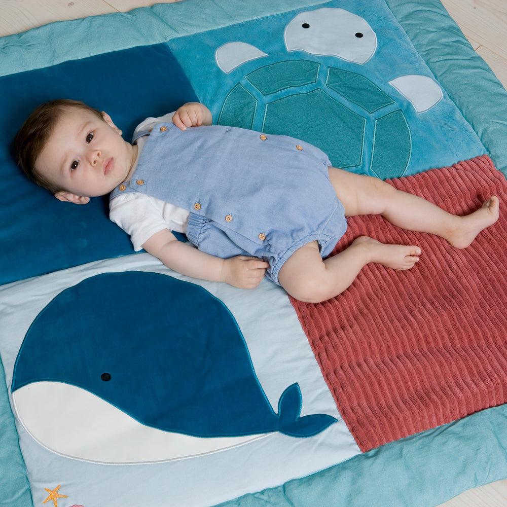Little Big Friends Ocean Playmat - Patchwork Ocean – Ocean World Baby Toy (Ages 0+)