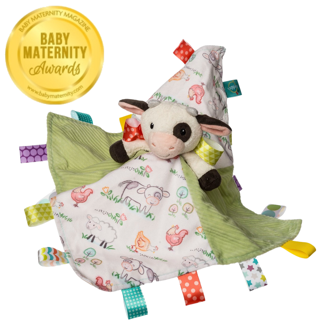 Mary Meyer Taggies Buttercup Cow Character Blanket – Soft Taggie Lovey for Babies