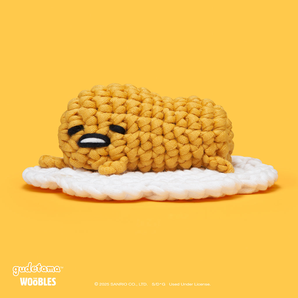The Woobles Gudetama Sunny Side Crochet Kit | Sanrio Beginner Amigurumi for Ages 12+