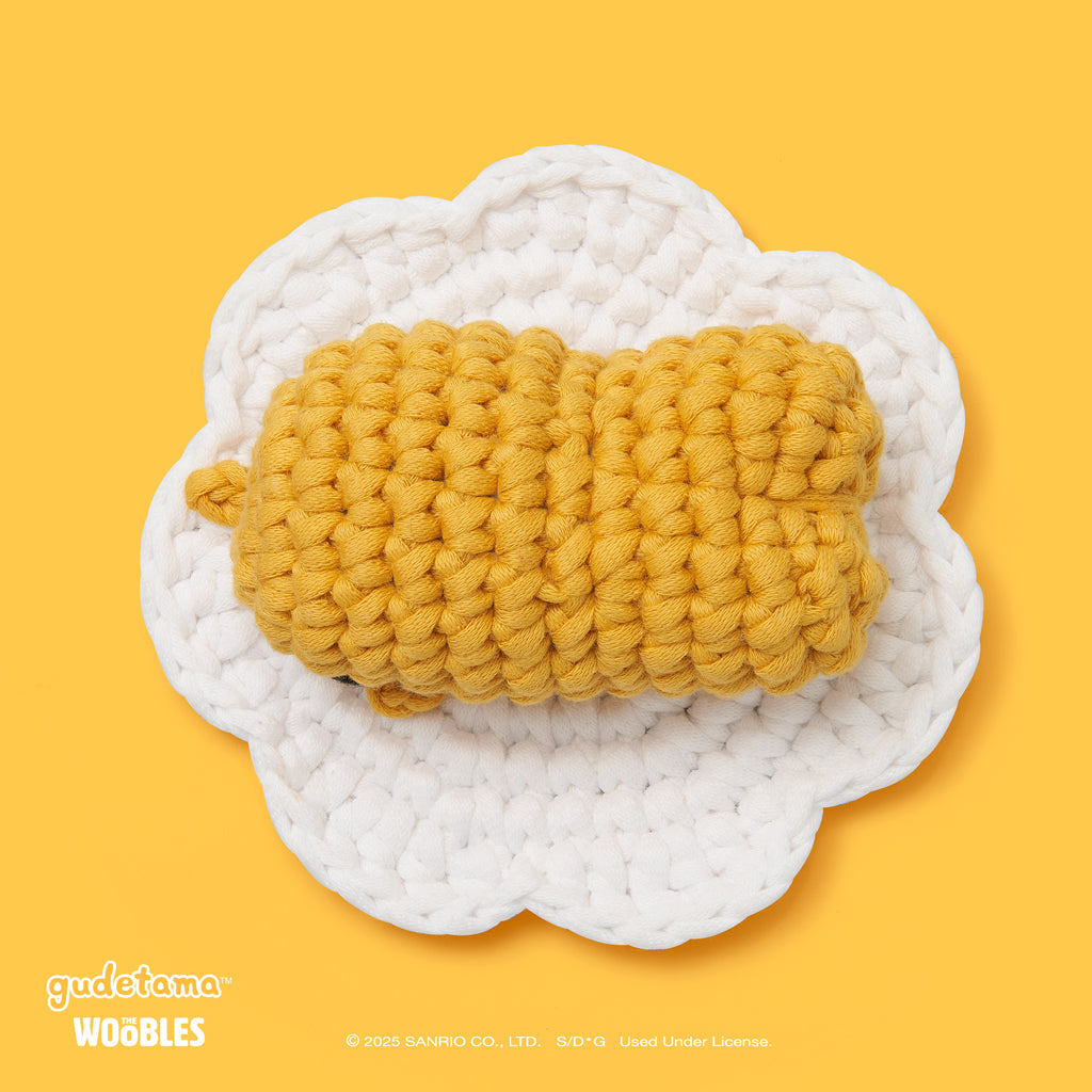 The Woobles Gudetama Sunny Side Crochet Kit | Sanrio Beginner Amigurumi for Ages 12+