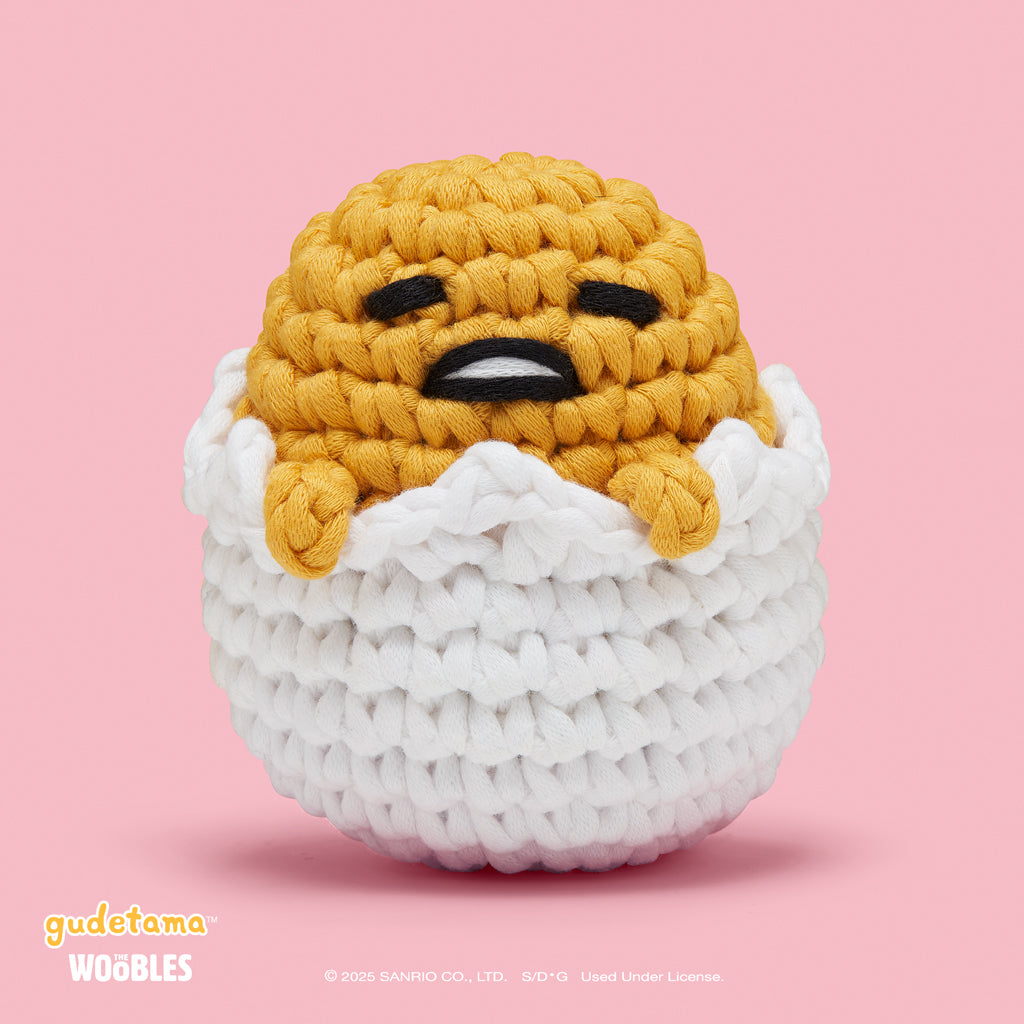 The Woobles Gudetama in the Shell Crochet Kit | Sanrio Beginner Amigurumi for Ages 12+