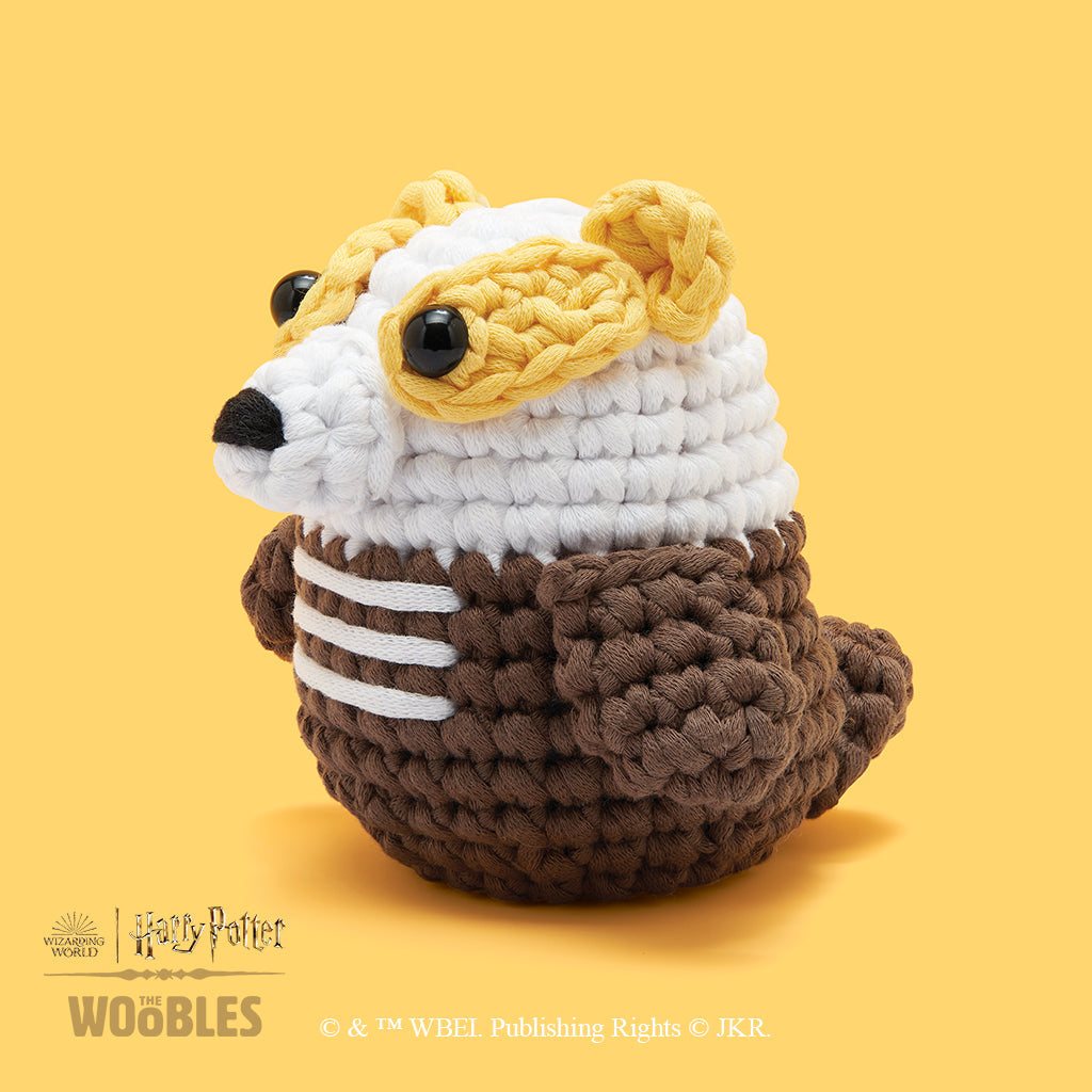 The Woobles Harry Potter Hufflepuff House Badger Crochet Kit | Wizarding World Amigurumi for Ages 12+