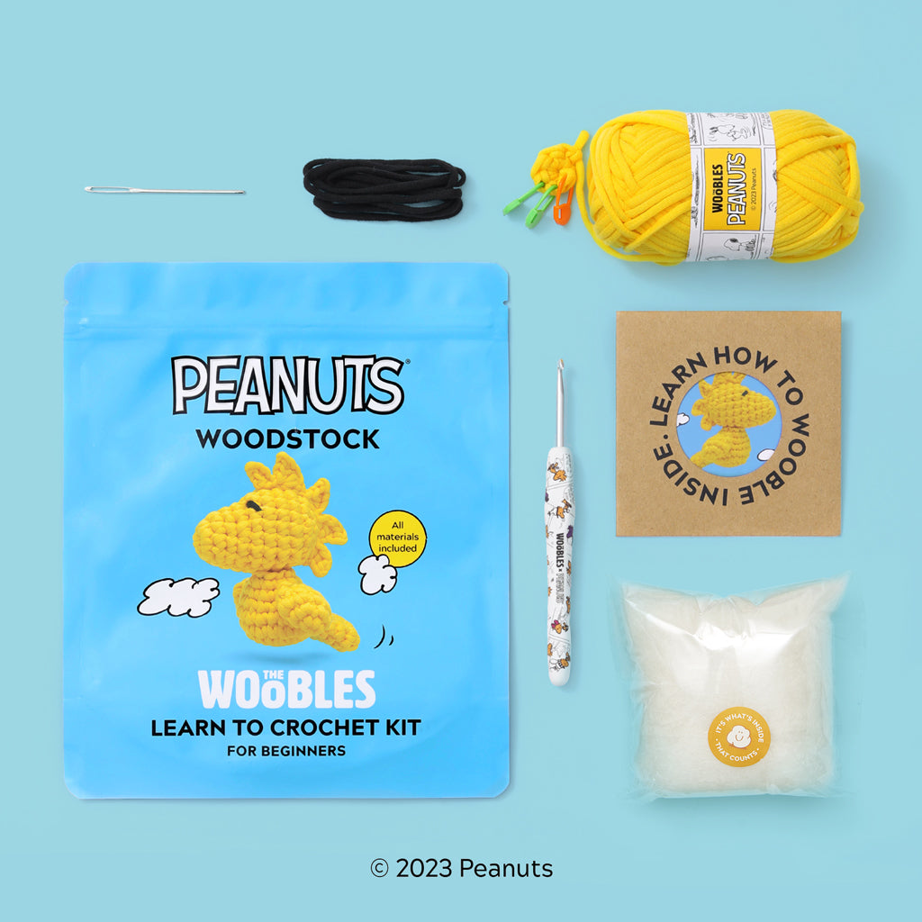 The Woobles Peanuts Woodstock Crochet Kit | Beginner Amigurumi Kit for Ages 12+